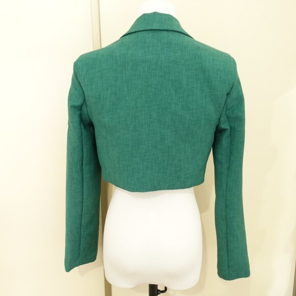 New Collection Green Cropped Blazer Size S Made in Italy - Picture 3 of 3